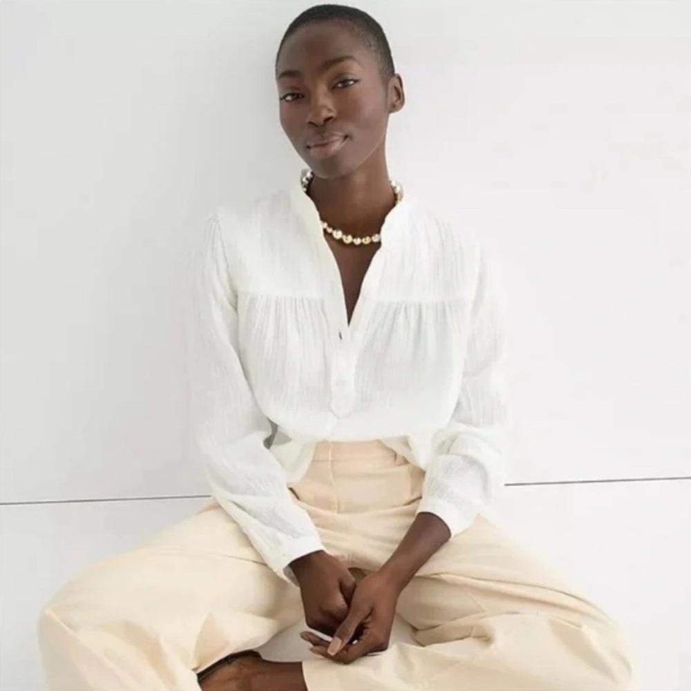 J. Crew Fresco Top in Soft Gauze Ivory White Size Small - 100% Cotton